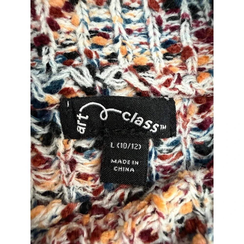 Art Class Kids‎ L Textured Multicolor Knit Sweater Pullover Colorful Cozy
